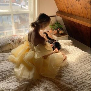 Selkie The Puff Mini Dress - Baby Banana Yellow